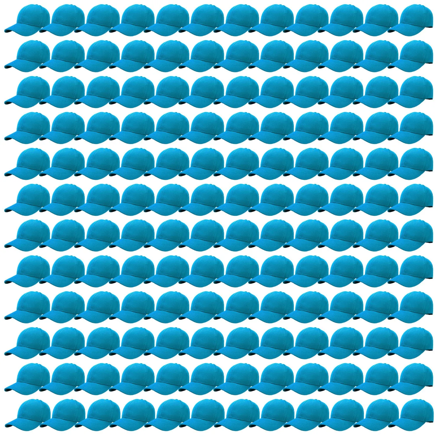 144-Pack Baseball Dad Cap Velcro Strap Adjustable Size - Turquoise
