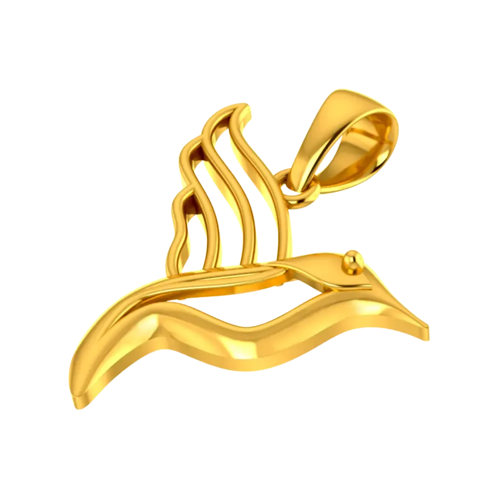 14k Unique Bird-shaped Gold Pendant