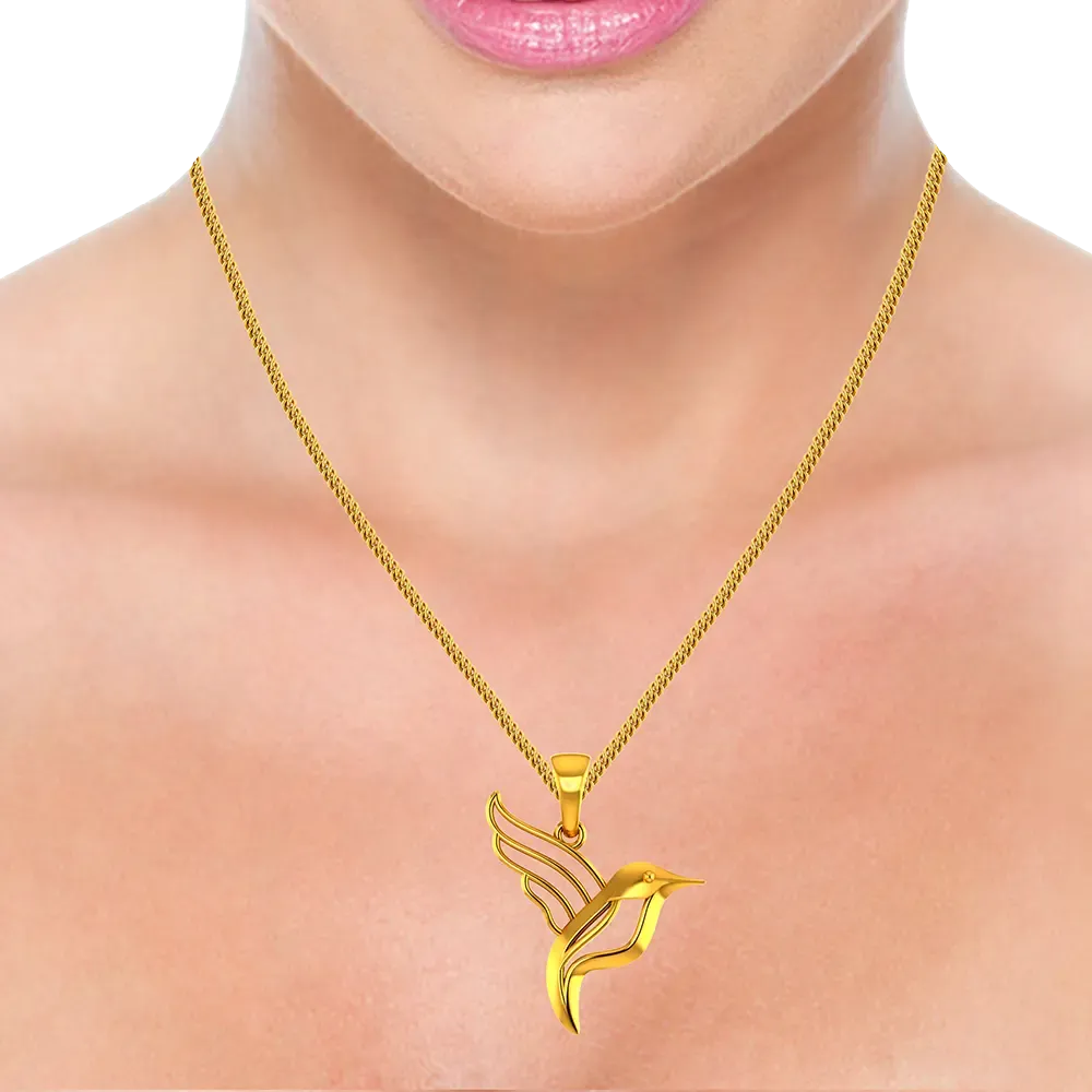 14k Unique Bird-shaped Gold Pendant