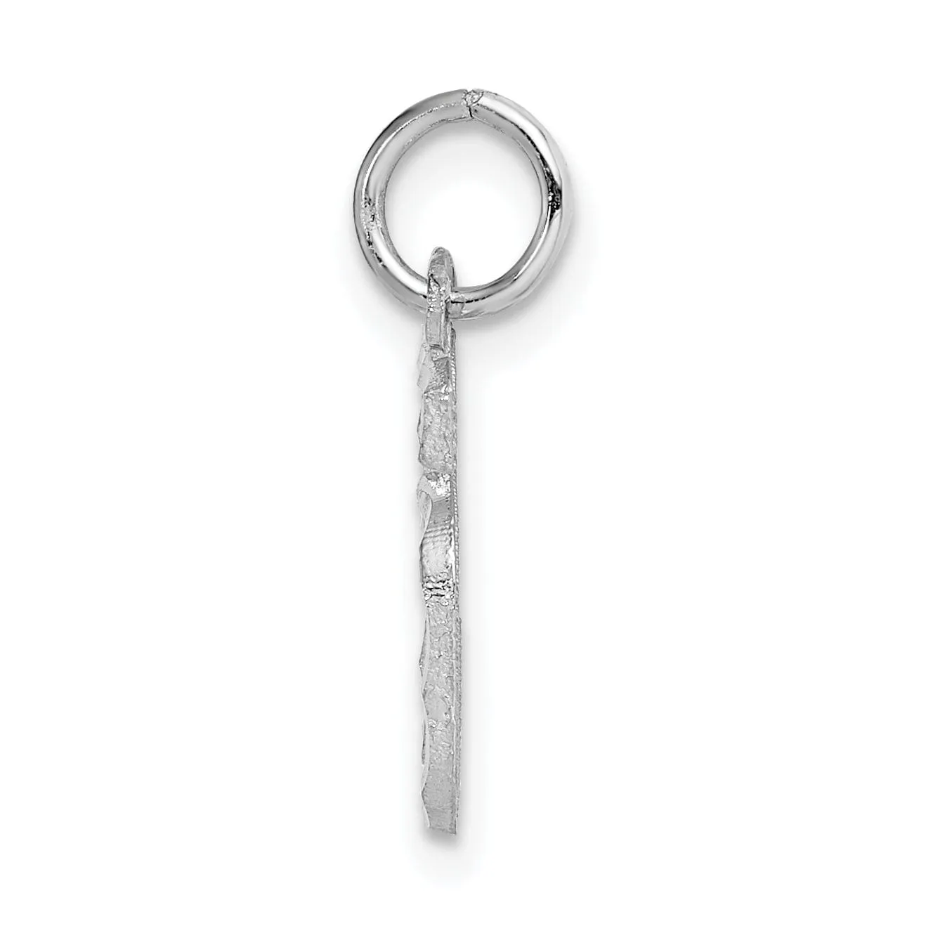 14k White Gold Small Size Diamond Cut Texture Finish Number 5 Charm Pendant
