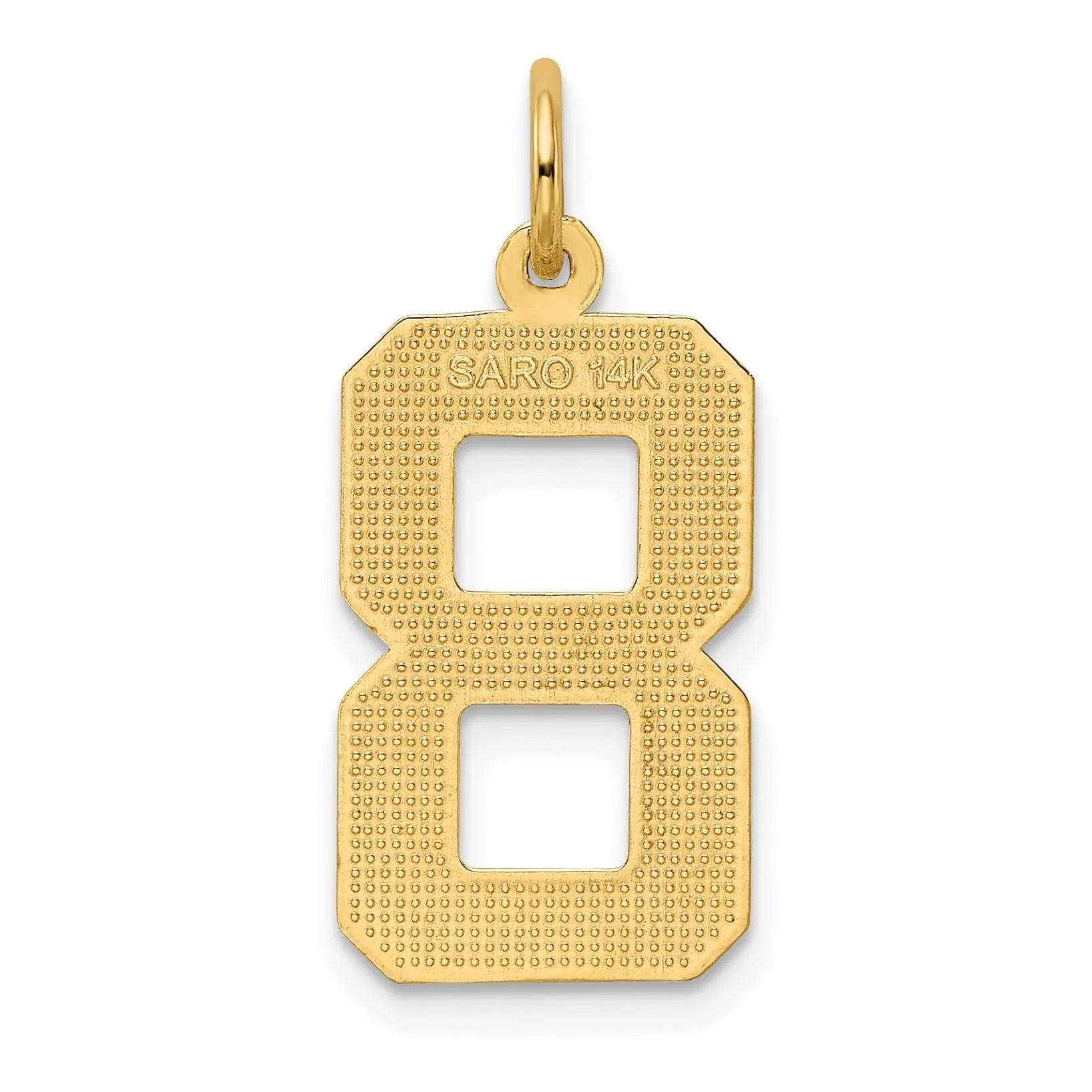 14k Yellow Gold Diamond Cut Texture Finish Large Size Number 8 Charm Pendant