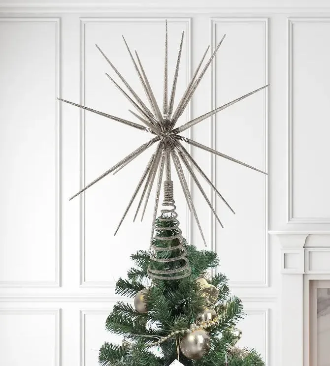 16" Silver Starburst Foldable Tree Topper