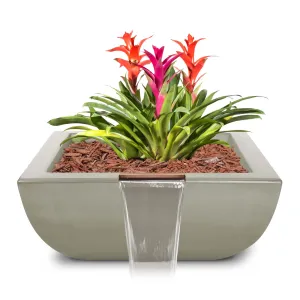 24" Square Avalon Planter & Water Bowl - GFRC Concrete - Ash -