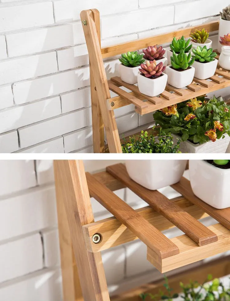 3 Tier Foldable Bamboo Deco Plant Rack