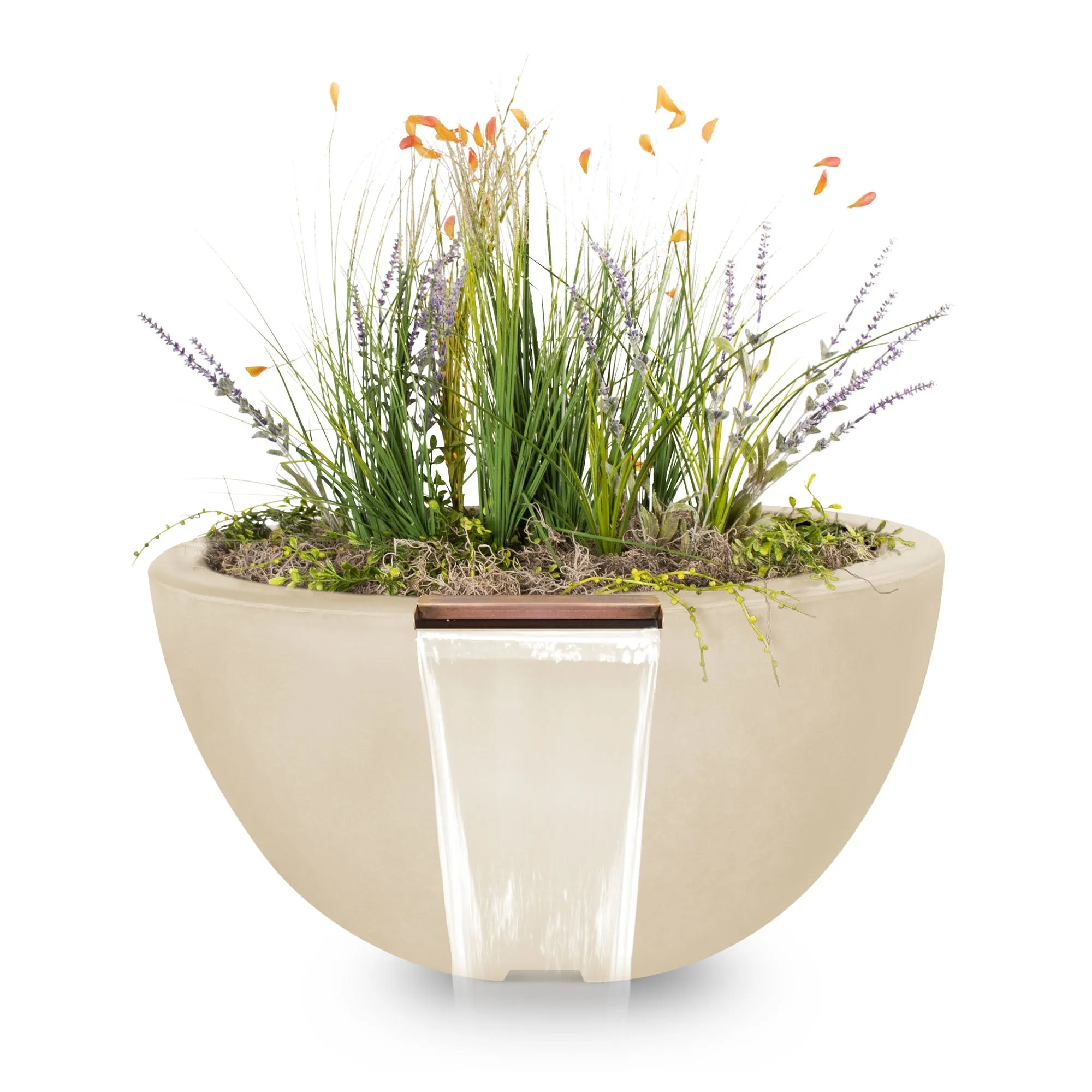 30" Round Luna Planter & Water Bowl - GFRC Concrete - Ash -