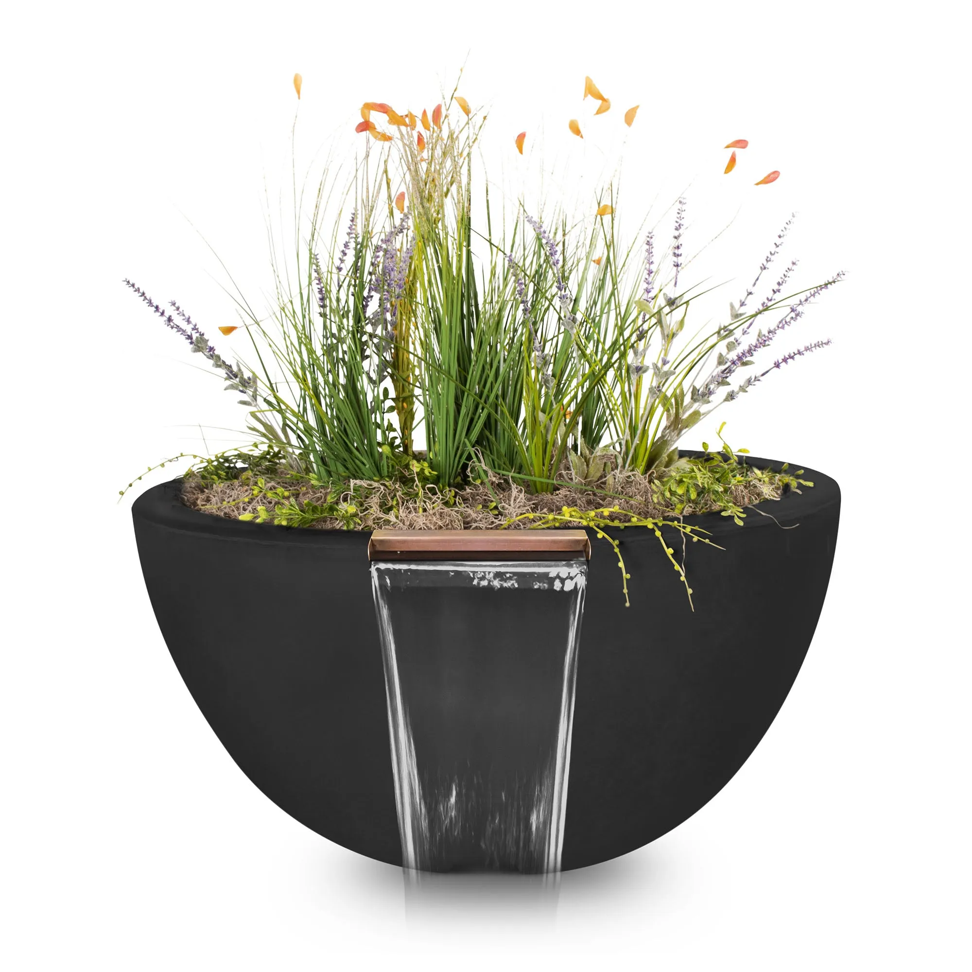 30" Round Luna Planter & Water Bowl - GFRC Concrete - Ash -