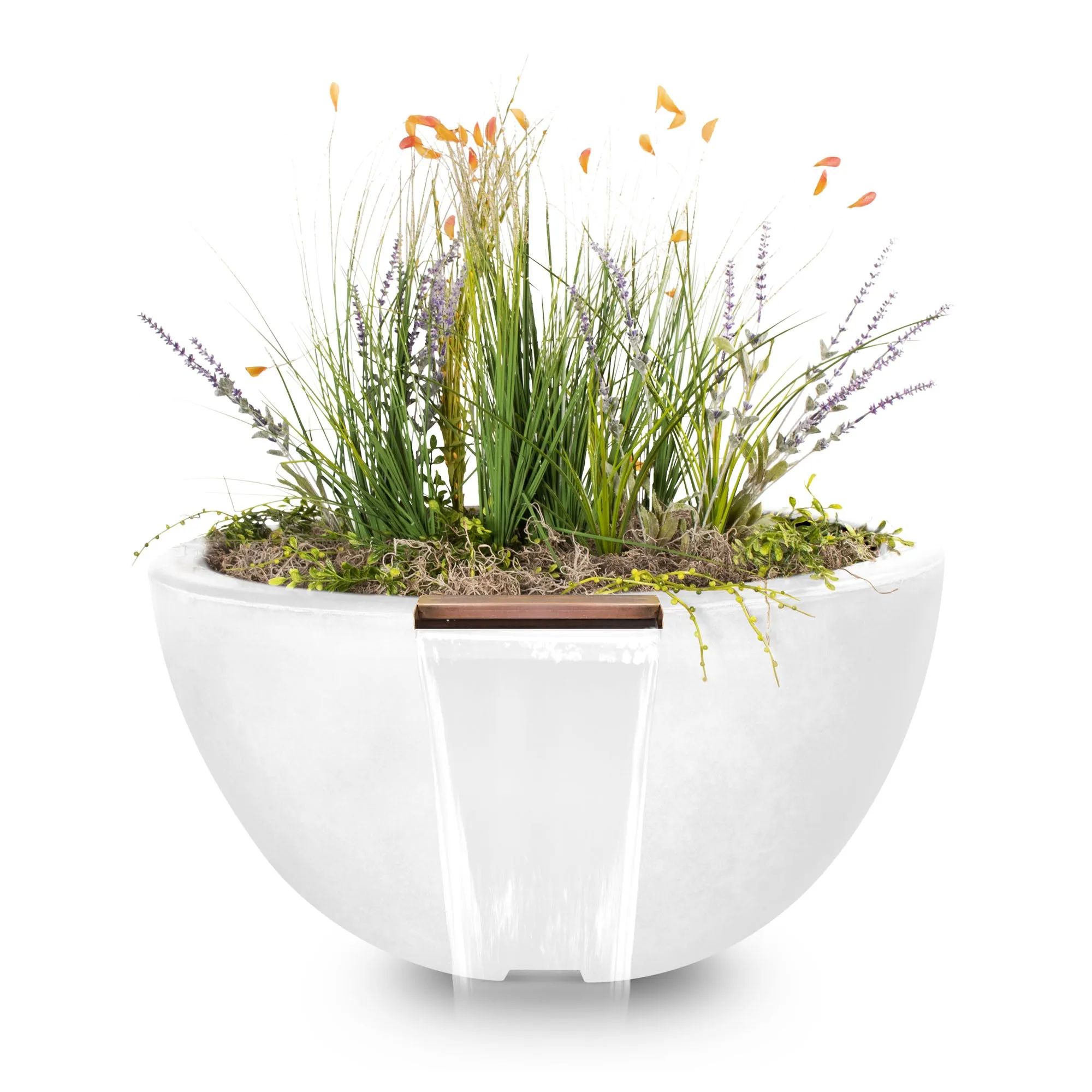 30" Round Luna Planter & Water Bowl - GFRC Concrete - Ash -
