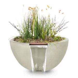 30" Round Luna Planter & Water Bowl - GFRC Concrete - Ash -