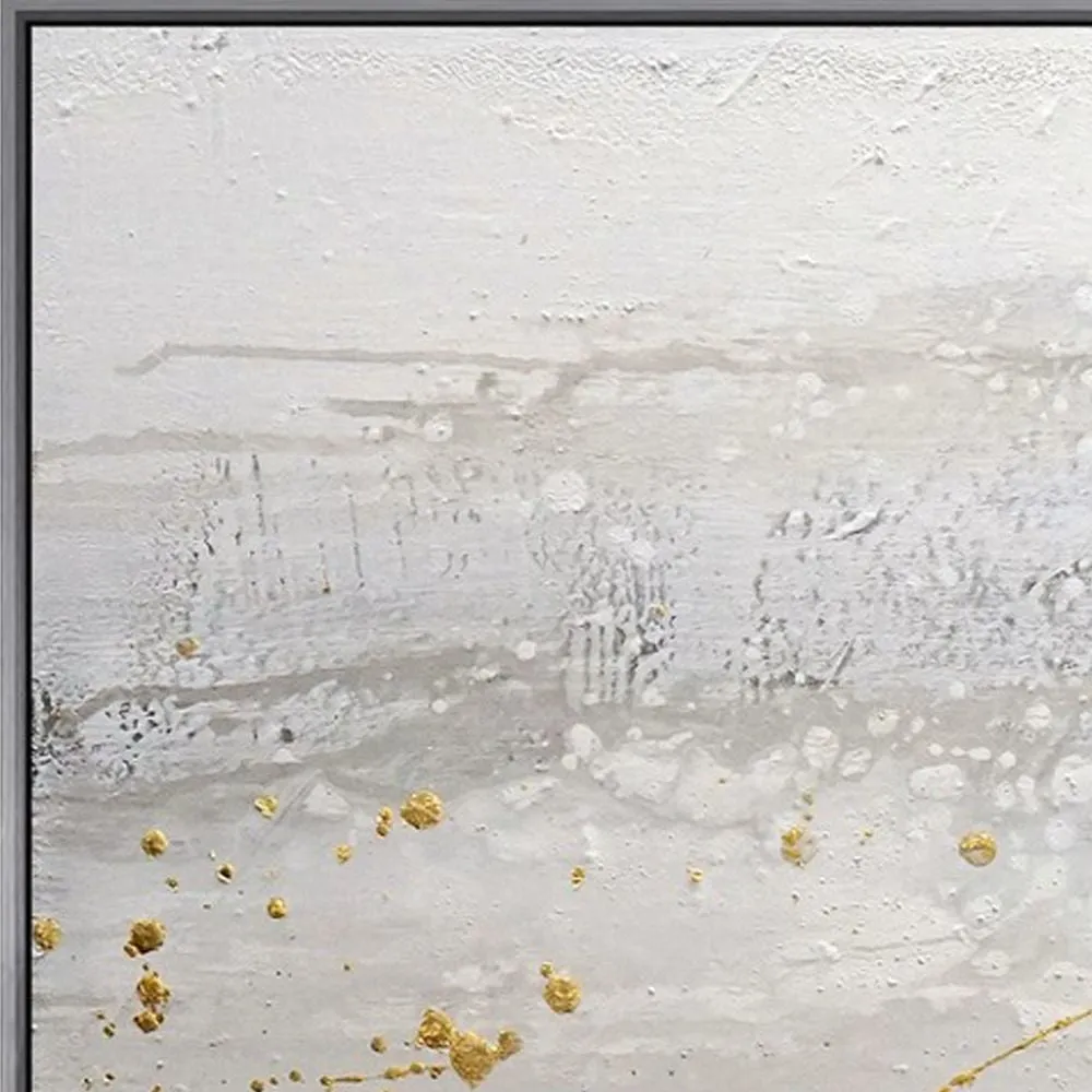 32 x 59 Hand Painted Abstract Painting, Framed, Black, White With Gold Foil By Casagear Home