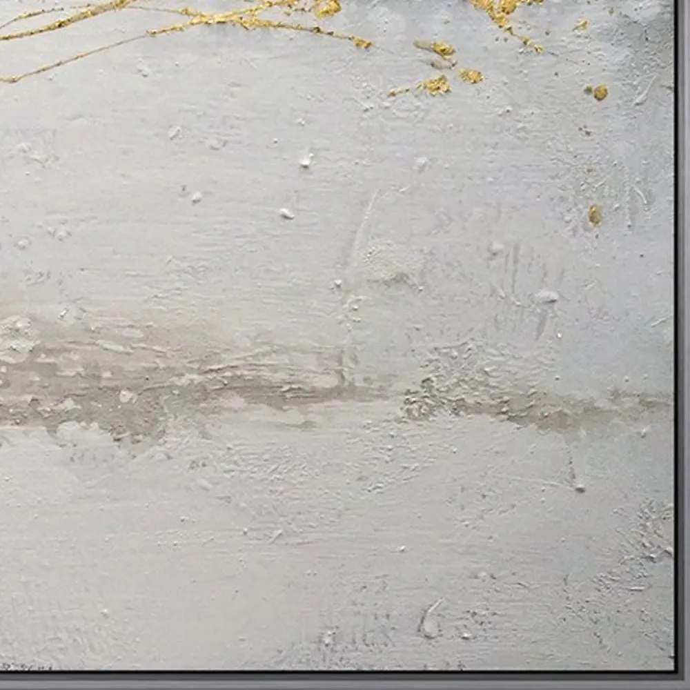 32 x 59 Hand Painted Abstract Painting, Framed, Black, White With Gold Foil By Casagear Home