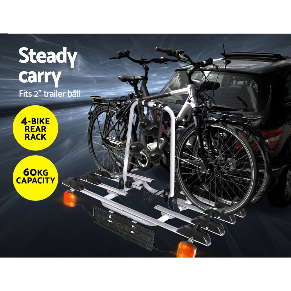 4-Bike Carrier Rack, Steel, Adjustable, w/ Tail Light - Giantz