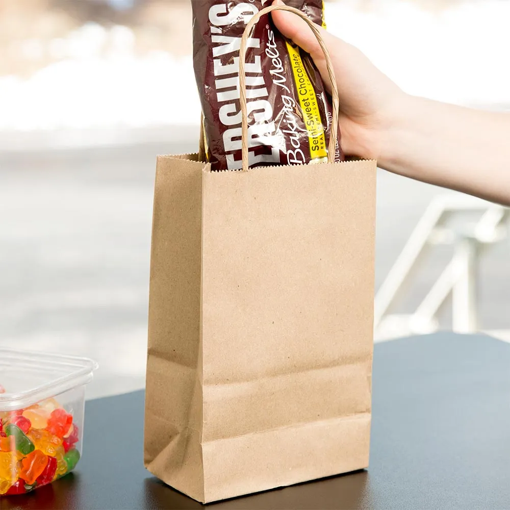 5" x 3" x 8" Kraft Shopping Bag w/ Twist Handle