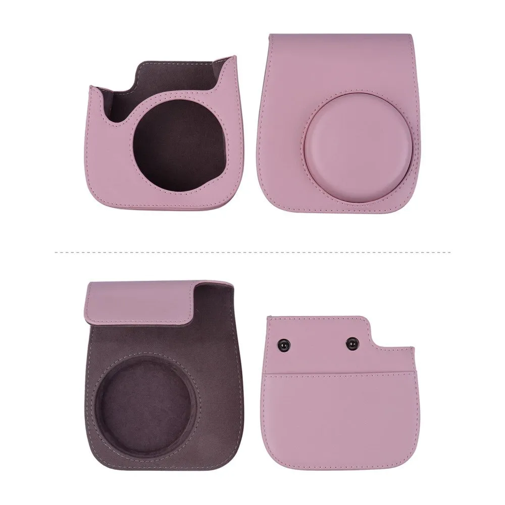 (8-piece set) Fujifilm Instax Mini 11 camera kit with leather carrying case / photo album / photo frame / stickers and other accessories - Pink