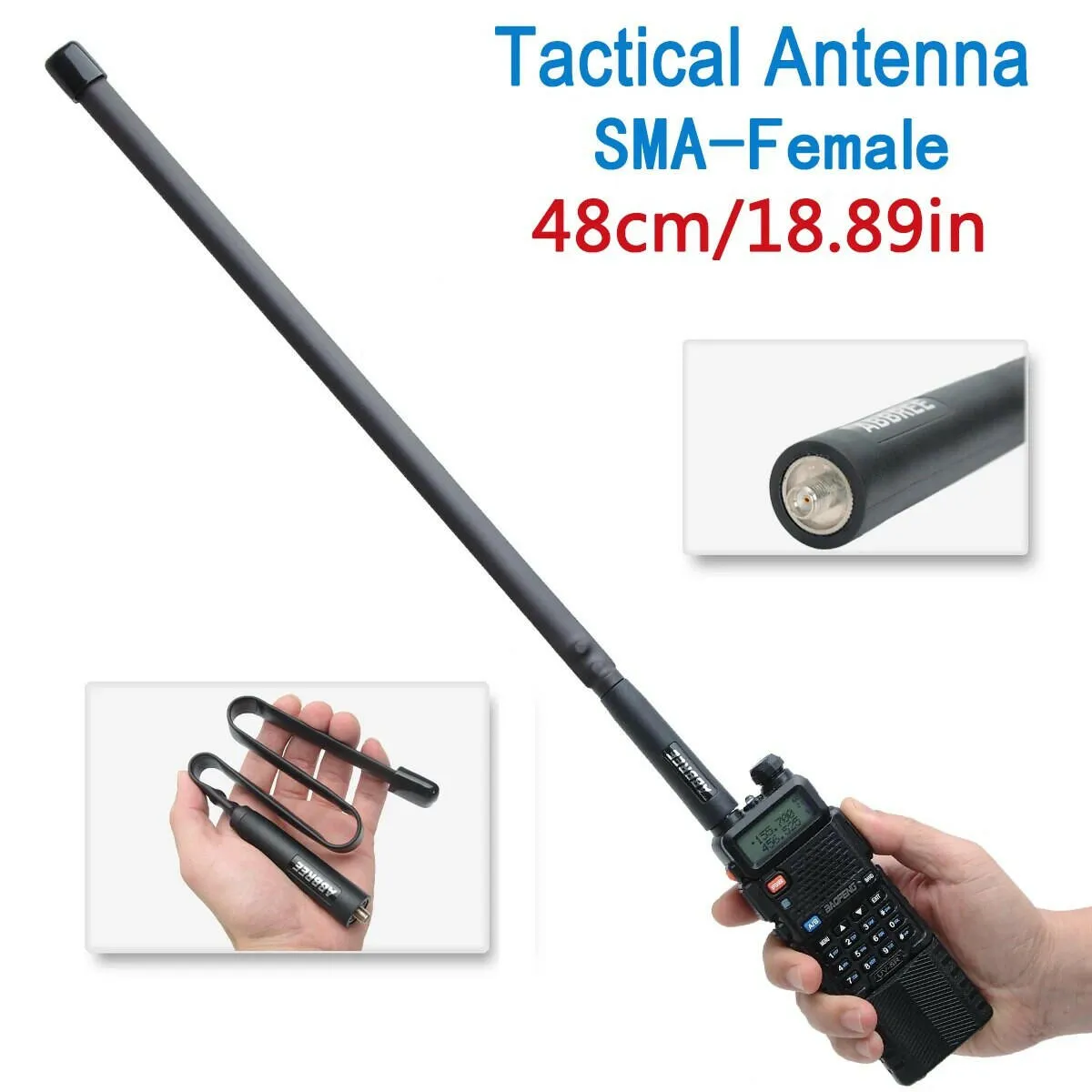 Abbree Walkie Talkie CS Tactical Foldable Antenna SMA-Female VHF UHF Dual Band For Baofeng UV-5R BF-888S UV-13 PRO UV-17