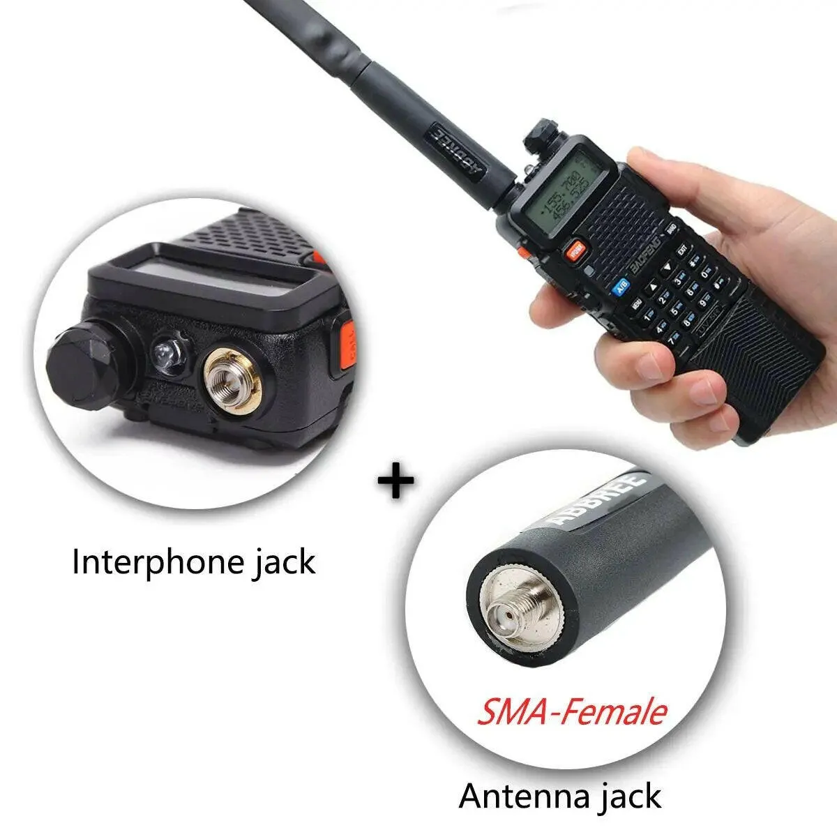 Abbree Walkie Talkie CS Tactical Foldable Antenna SMA-Female VHF UHF Dual Band For Baofeng UV-5R BF-888S UV-13 PRO UV-17