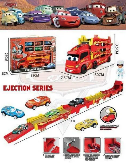 ABS Inertial Ejection Foldable Truck With 6Pcs Cars