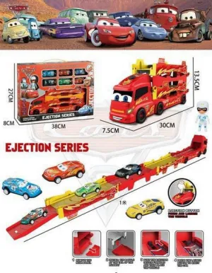ABS Inertial Ejection Foldable Truck With 6Pcs Cars
