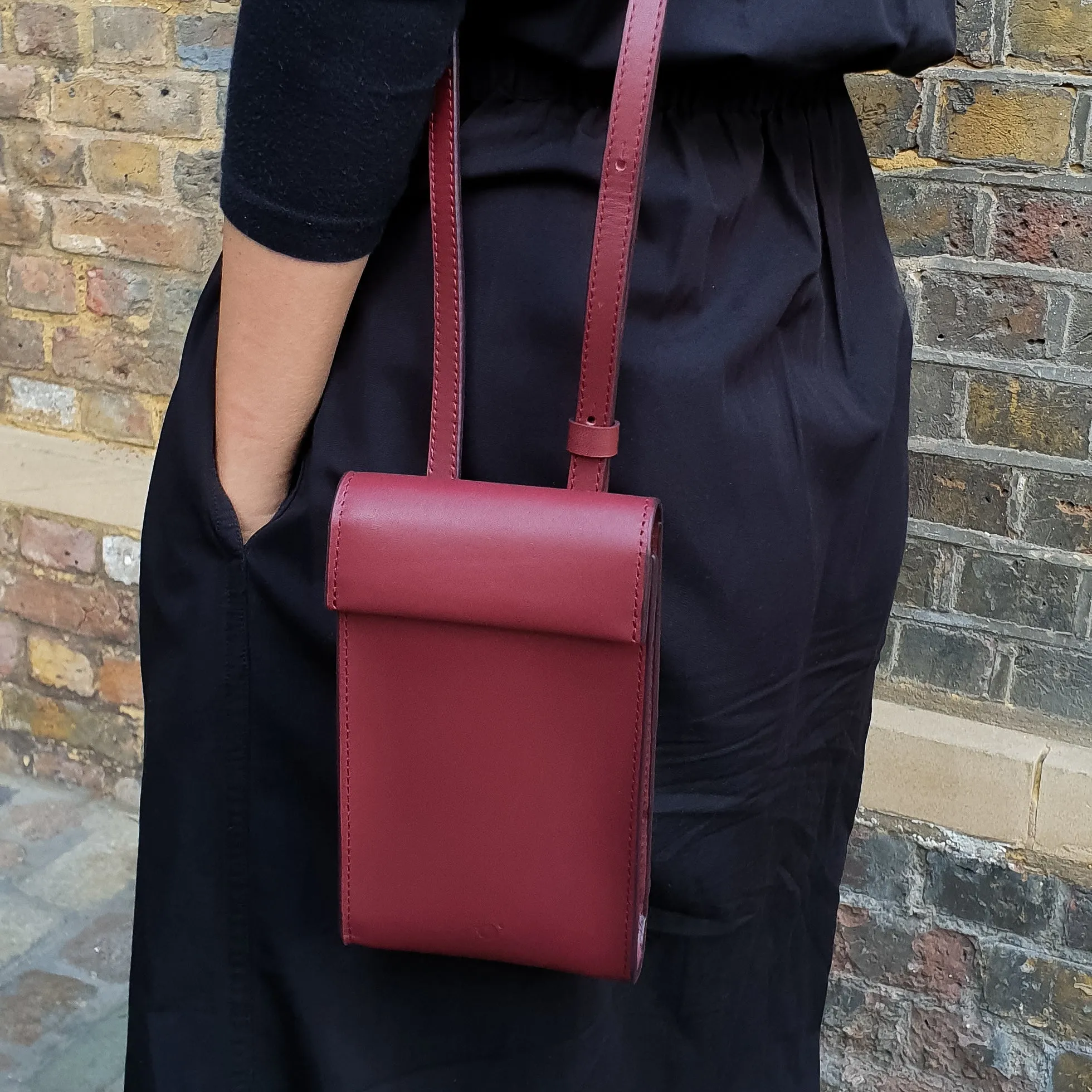 Adjustable Phone Bag in Oxblood