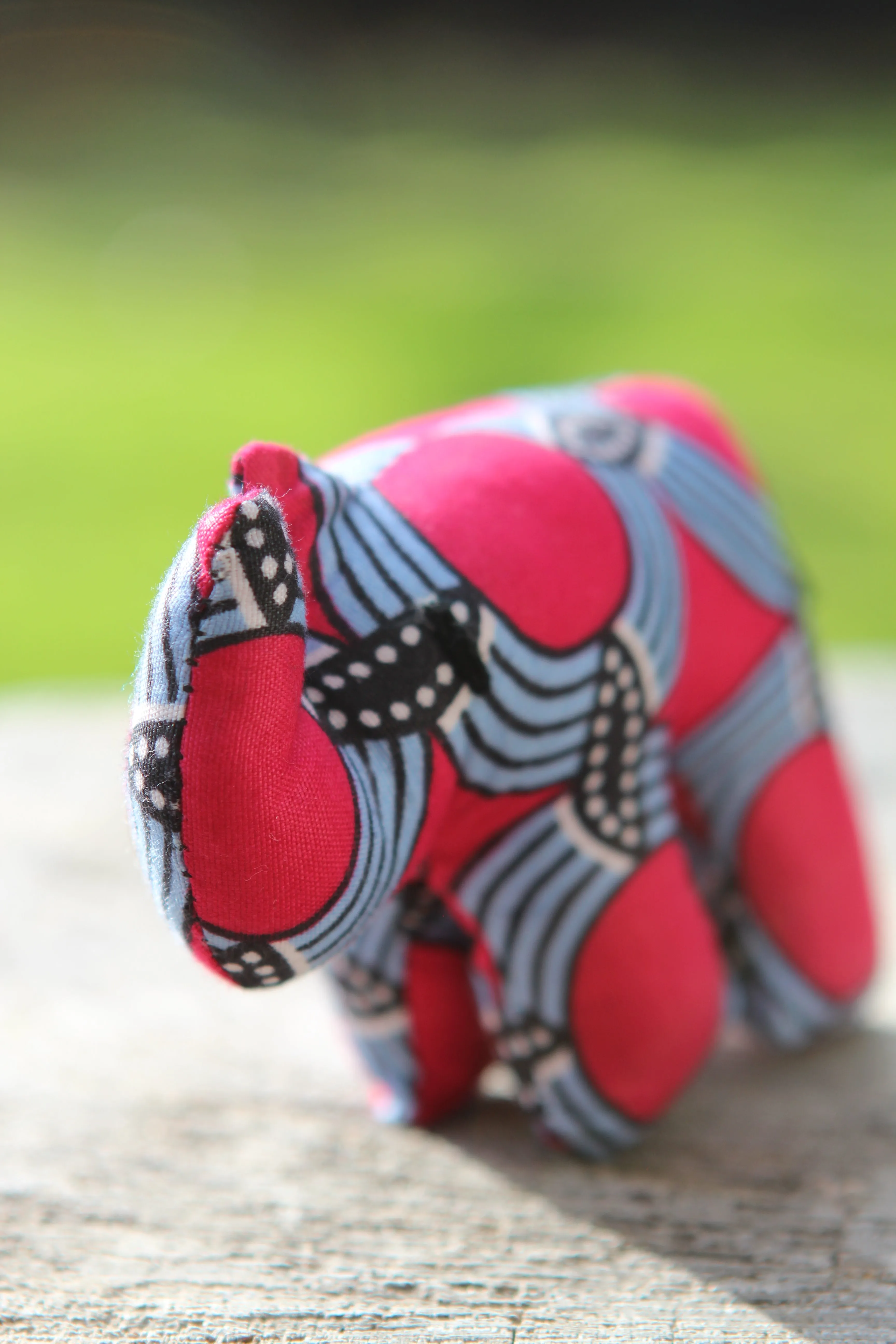 African Animal - Red & Blue Rhino