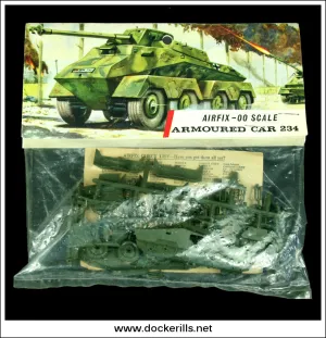 Airfix Armoured Car Sd. Kfz. 234 OO Scale Kit. Vintage Red Stripe Bag.