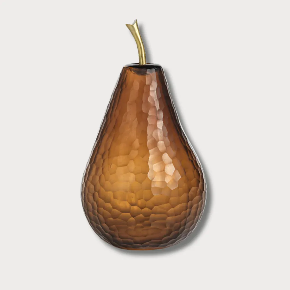 Amber Cut Glass Pear - Large
