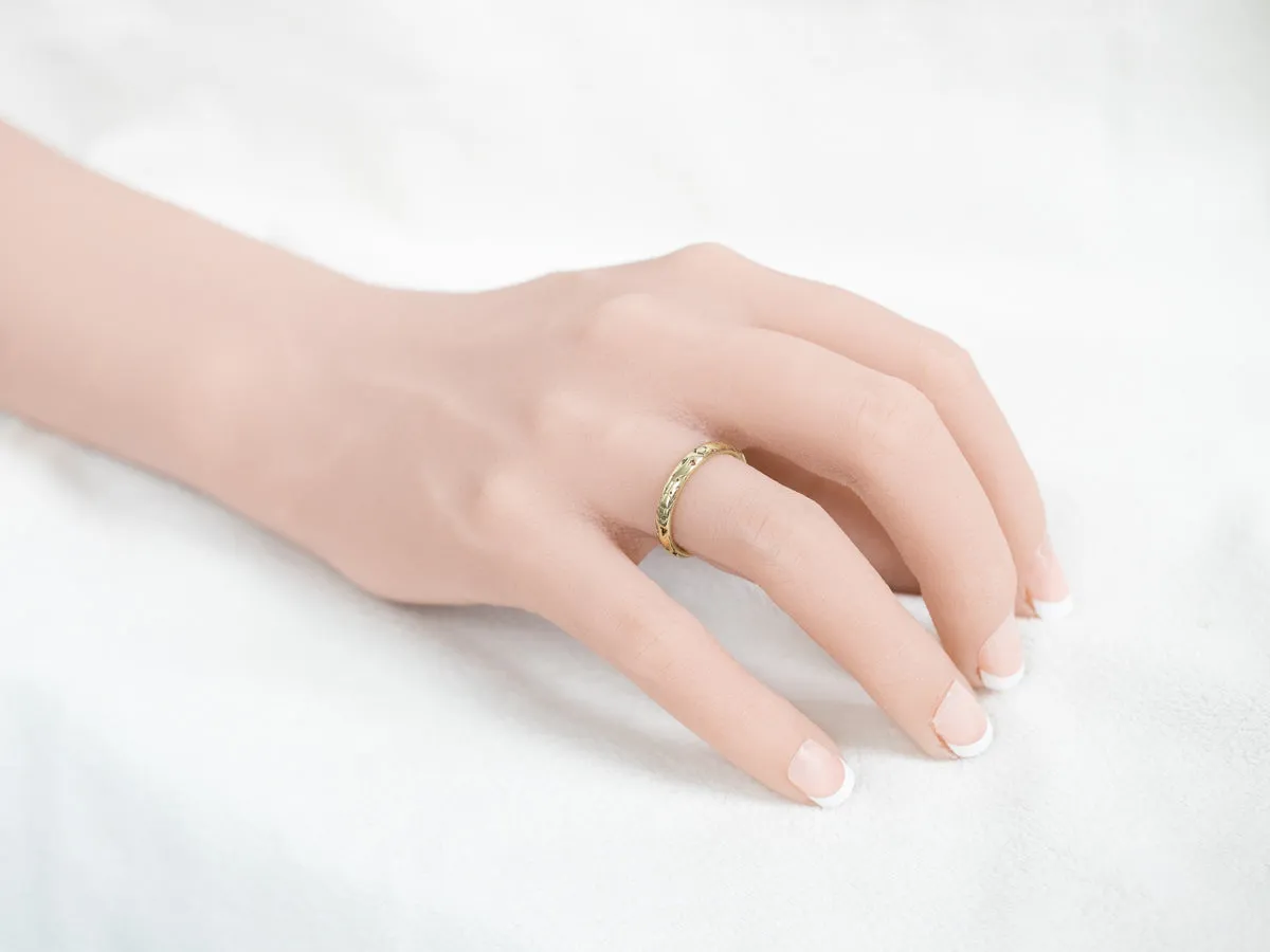 Antique 1920's Green Gold Patterned Band