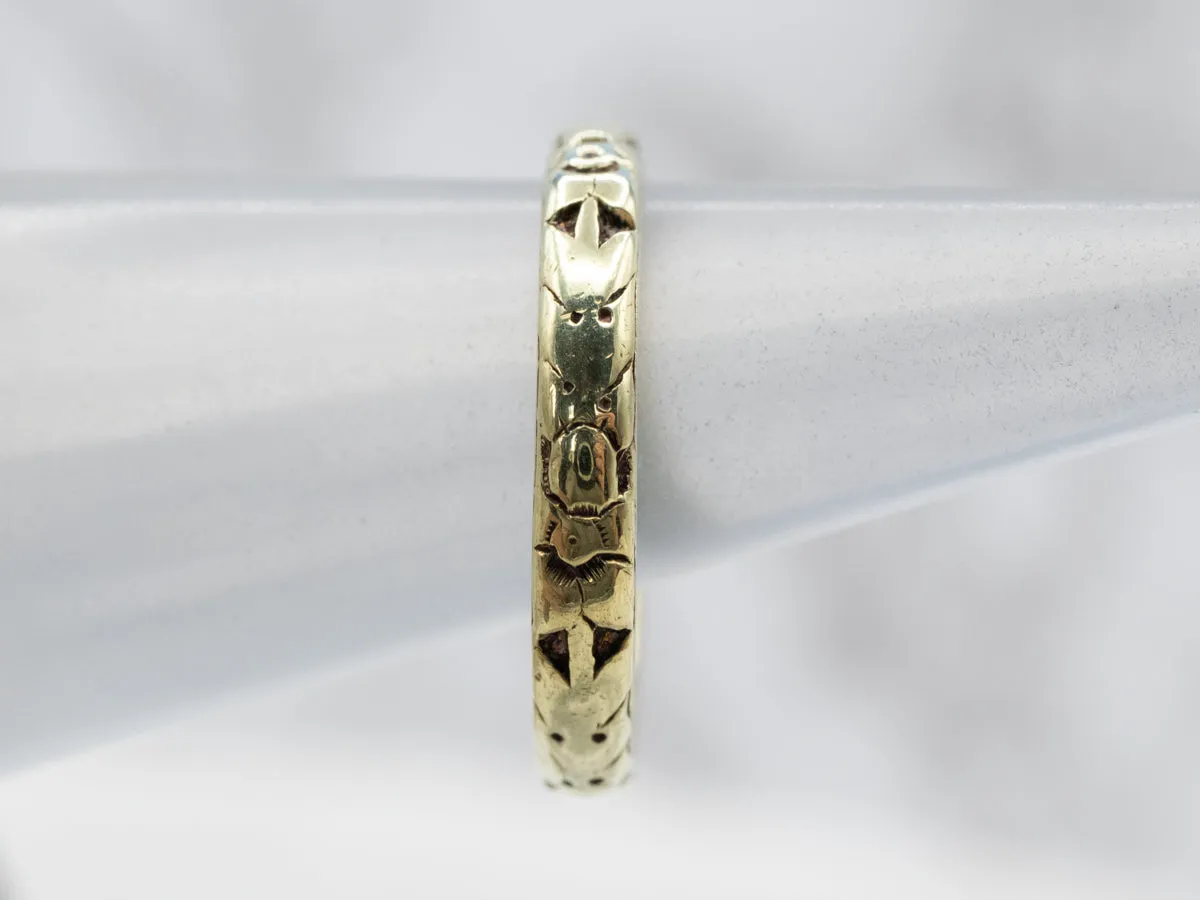 Antique 1920's Green Gold Patterned Band