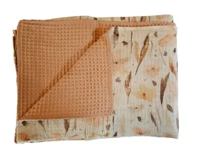 Baby Blanket - Muslin Waffle - Peach Watercolor