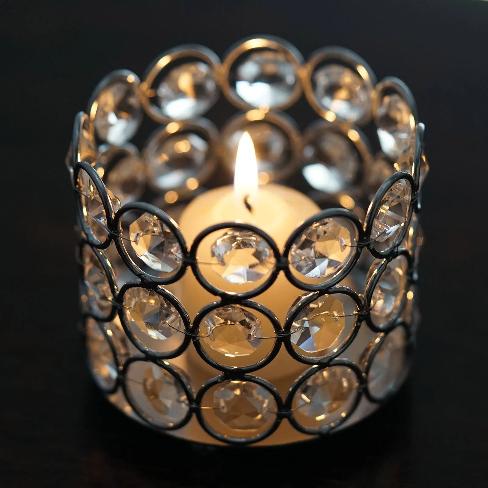 Bejeweled Blitz  Votive Tealight Wedding Crystal Candle Holder - 3.25" Dia x 2.75" Tall