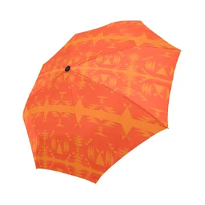 Between the Mountains Orange Auto-Foldable Umbrella