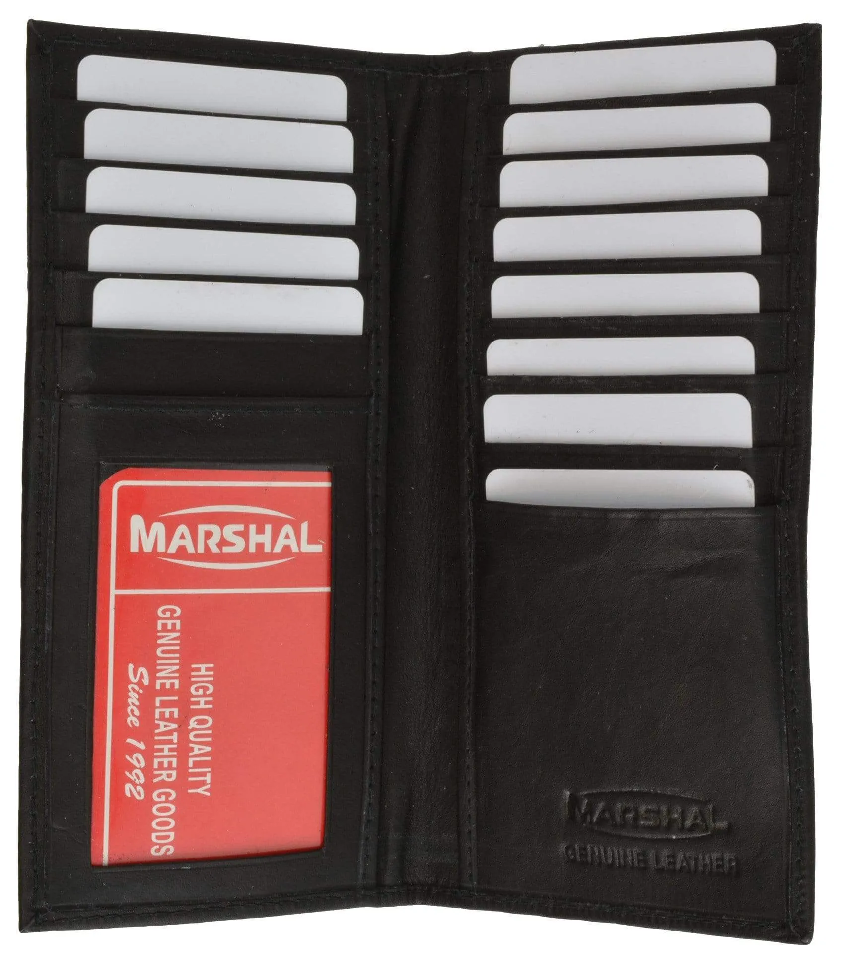 Bifold Checkbook Wallet and Credit Card Holder with ID Window Genuine Leather 4507 CF