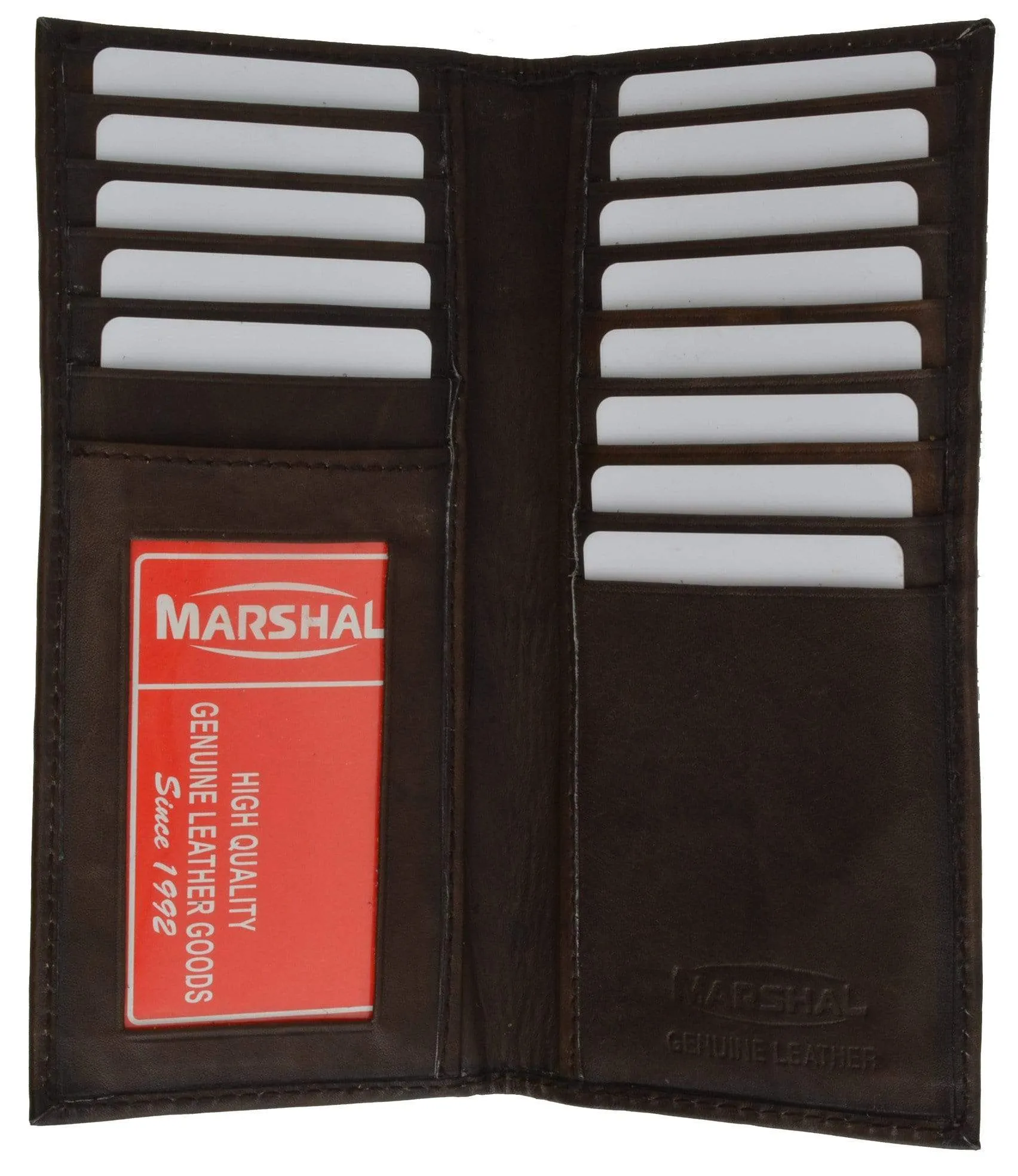 Bifold Checkbook Wallet and Credit Card Holder with ID Window Genuine Leather 4507 CF