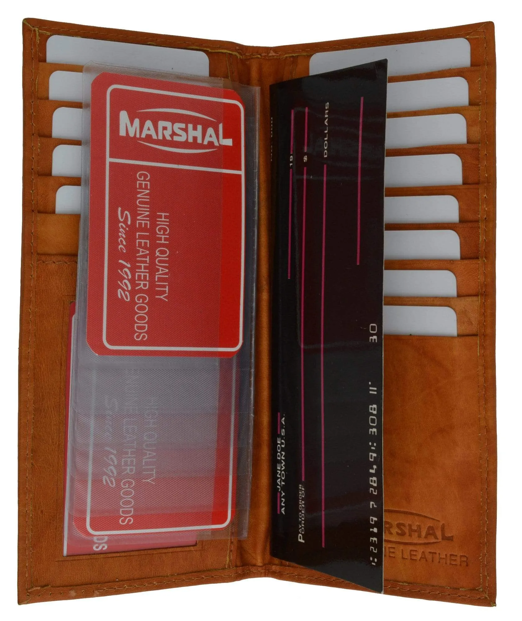 Bifold Checkbook Wallet and Credit Card Holder with ID Window Genuine Leather 4507 CF