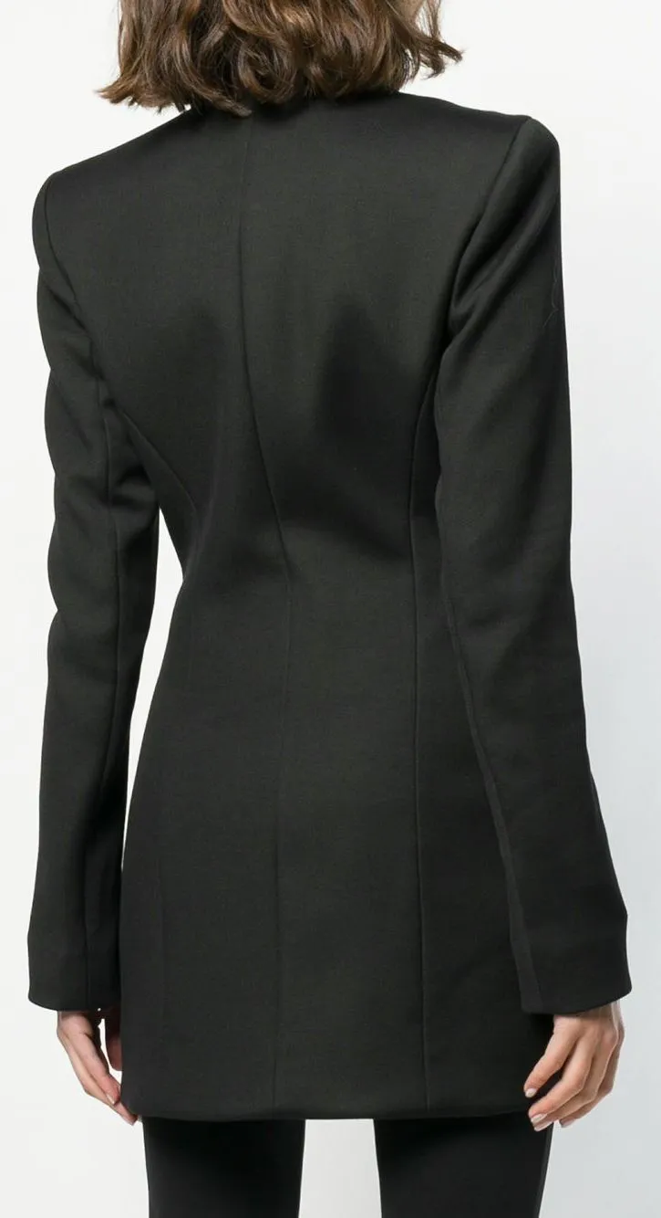 Black Curved-Zip Blazer