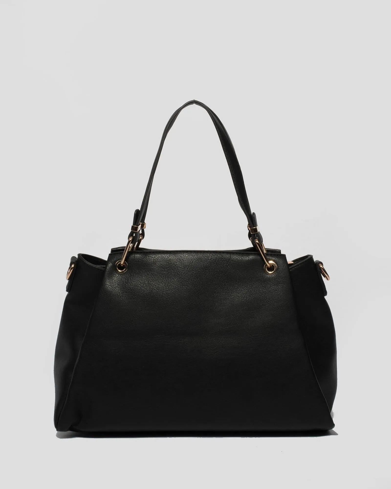 Black Larisa Pleated Tote Bag