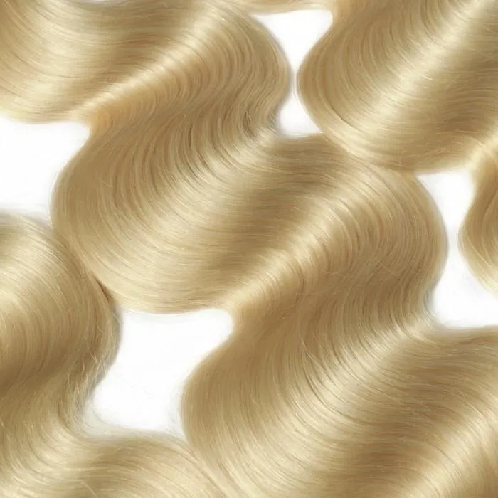 Body Wave 613 Blonde Color Bundles with 4x4 Lace Closure Human Virgin Hair