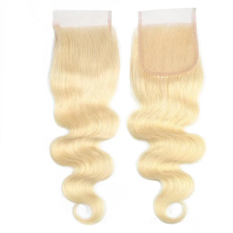 Body Wave 613 Blonde Color Bundles with 4x4 Lace Closure Human Virgin Hair