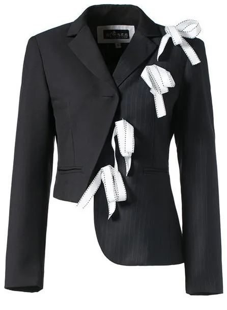 Bow-Embellished Asymmetric Jacket