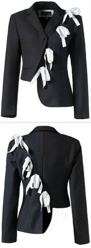 Bow-Embellished Asymmetric Jacket