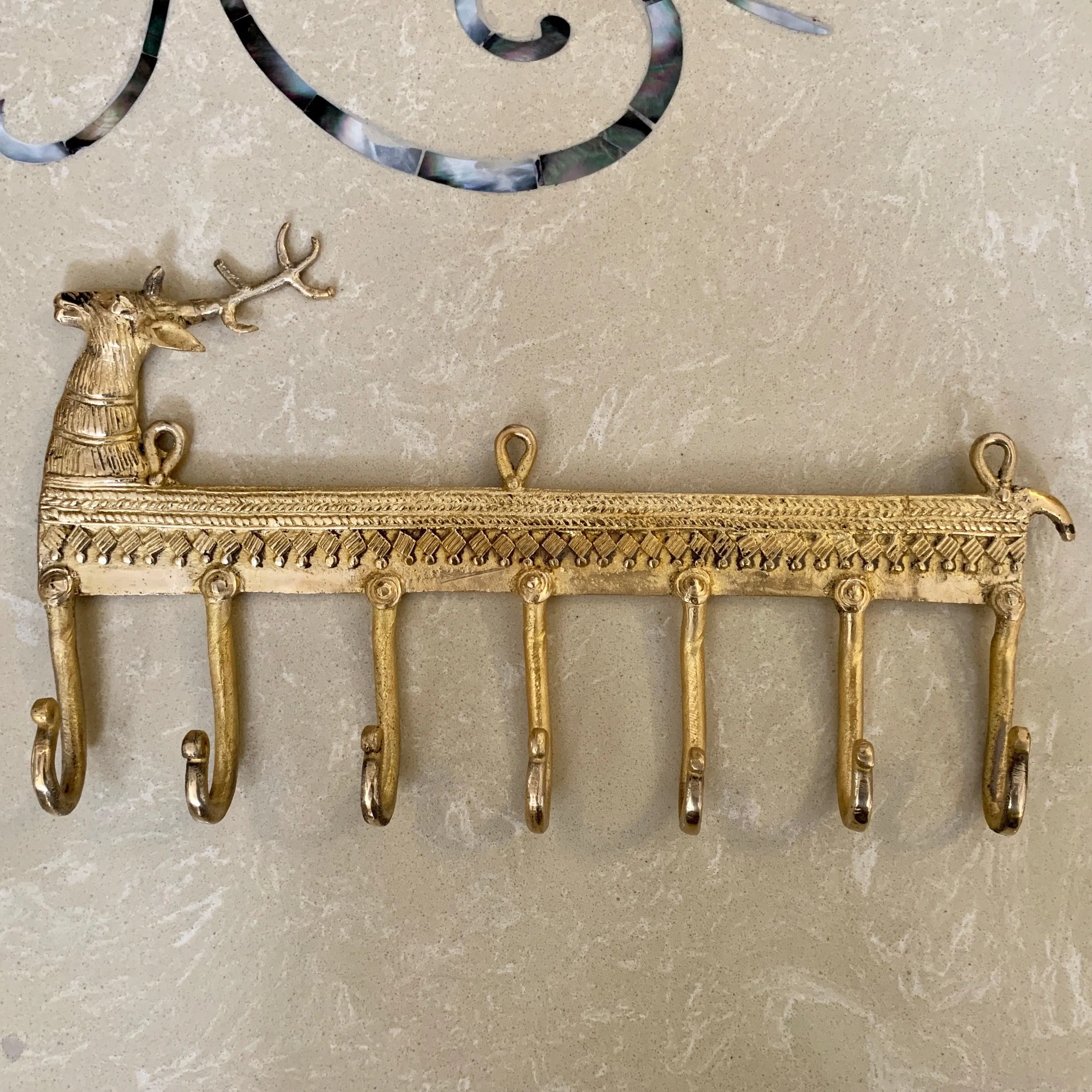 Brass Deer Key Holder (7 Hooks)