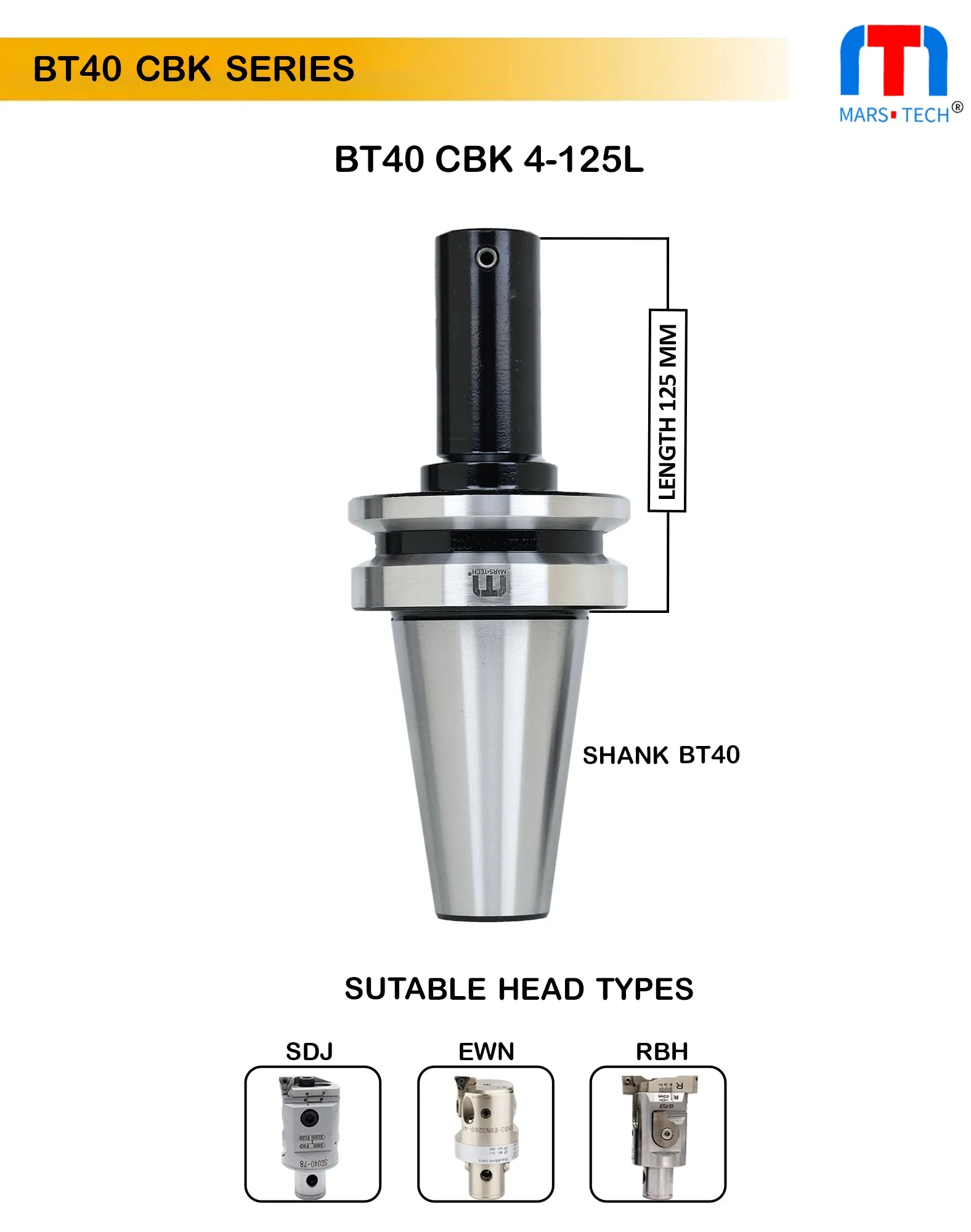 BT40 CBK 4- 95/125/155/185 Long pack of 1