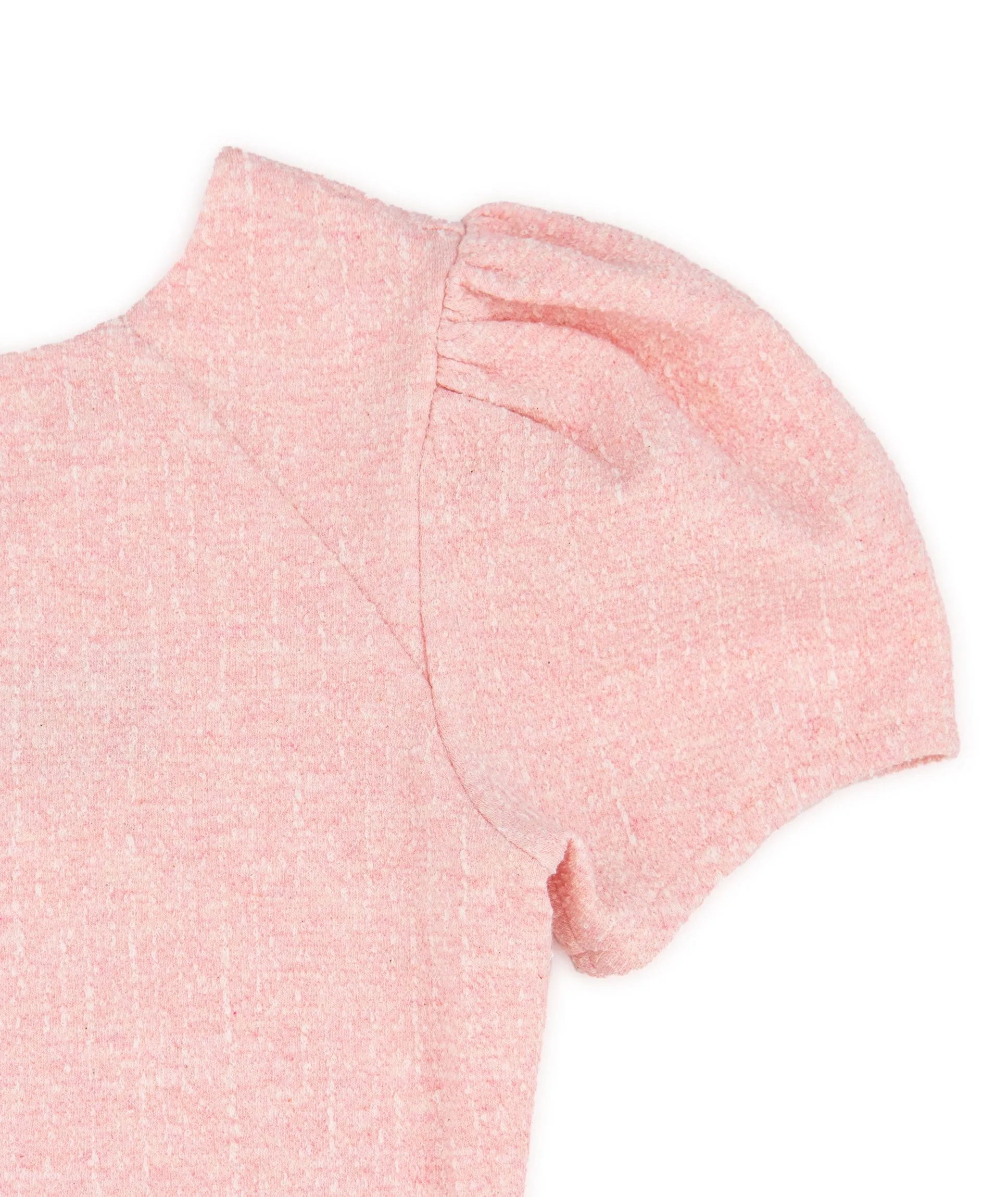 By Debra Girls Pink Boucle Puff Sleeve Sheath Dress