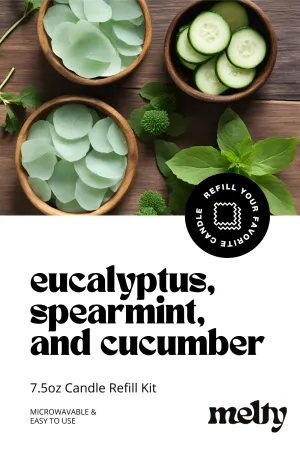 Candle Refill Kit - Eucalyptus, Spearmint & Cucumber Scent | Clean, Fresh Fragrance