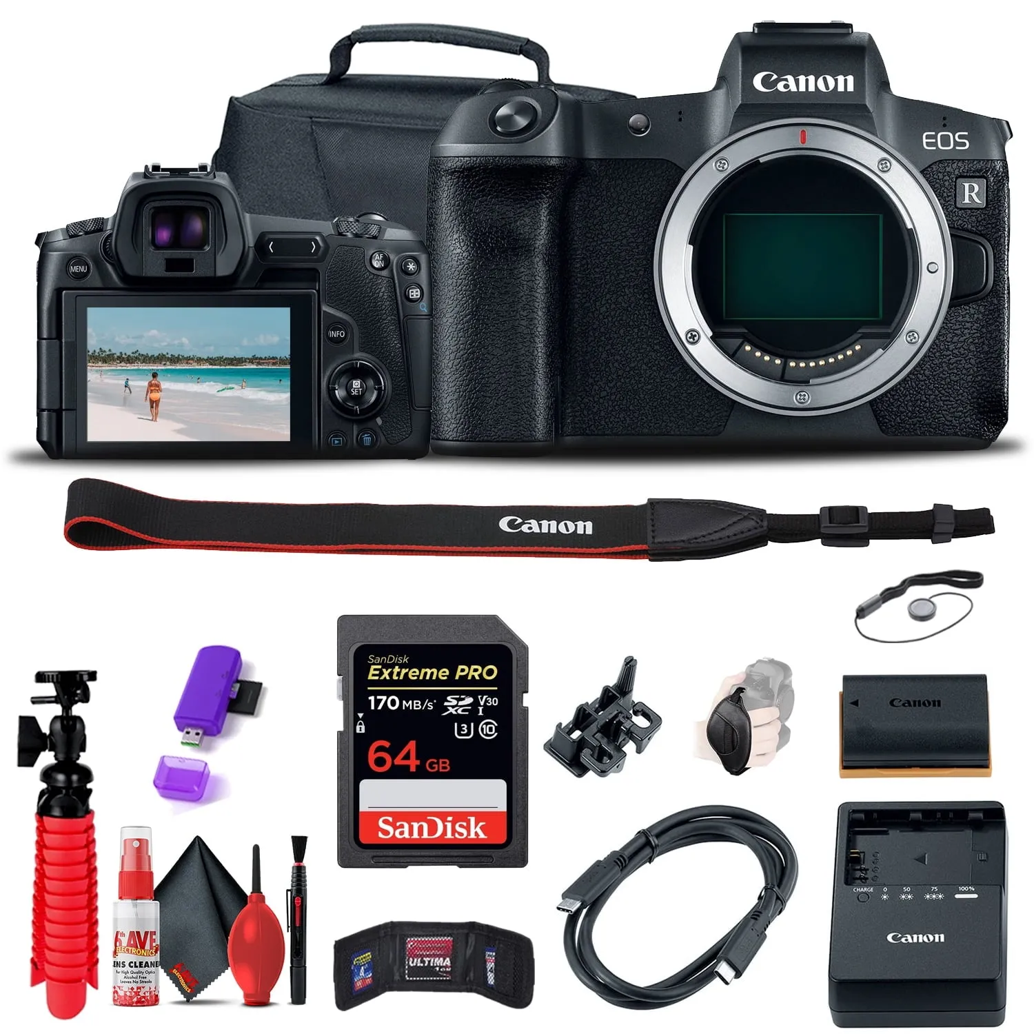 Canon EOS R Mirrorless Digital Camera (3075C002)   64GB Memory Card Base Bundle