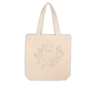 Canvas Tote Bag - Book & Coffee