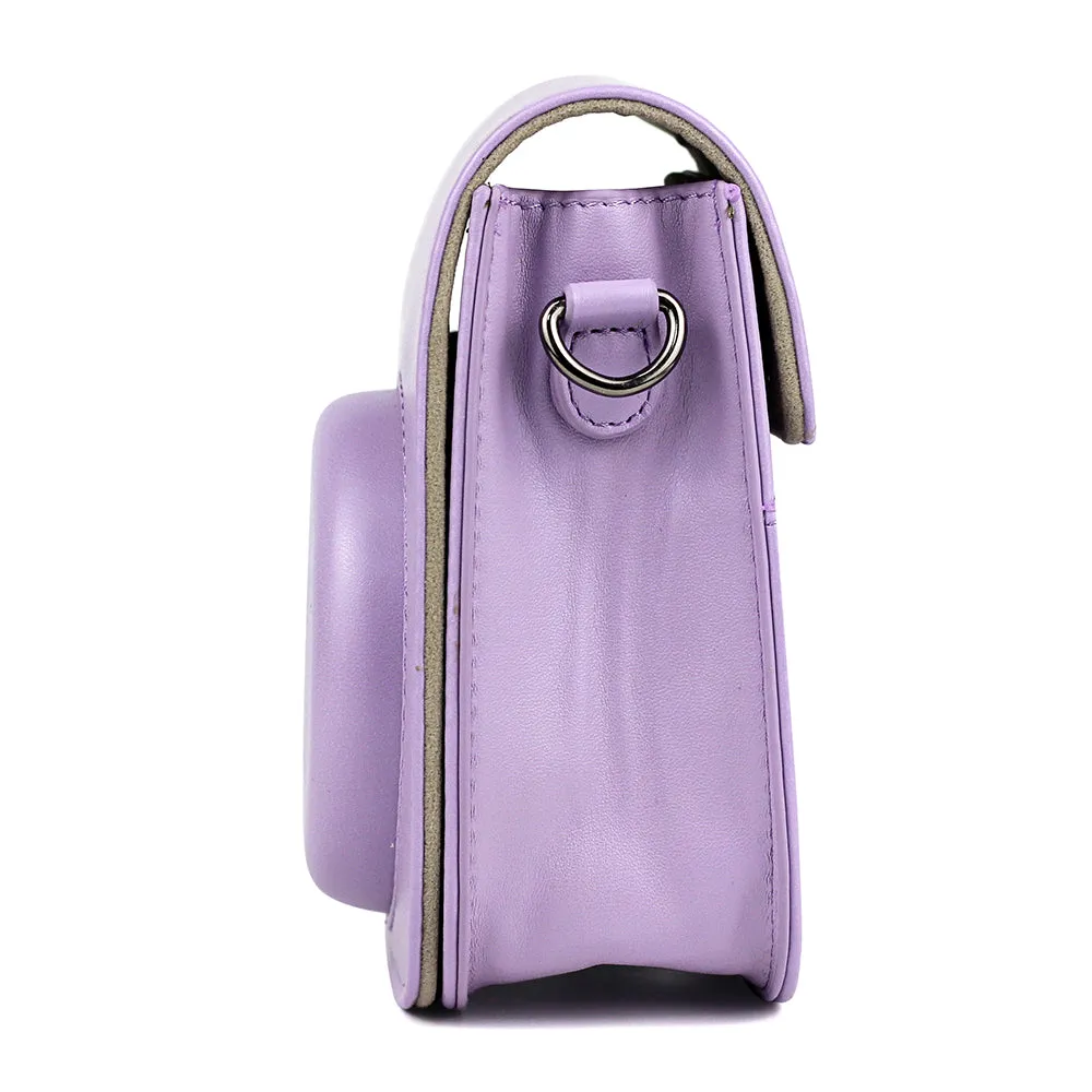 Case for Fujifilm Instax Mini 11 Case PU Leather Instant Camera Cover with Adjustable Strap Purple