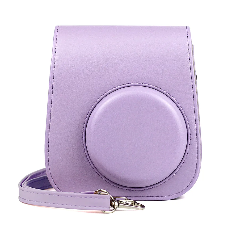 Case for Fujifilm Instax Mini 11 Case PU Leather Instant Camera Cover with Adjustable Strap Purple