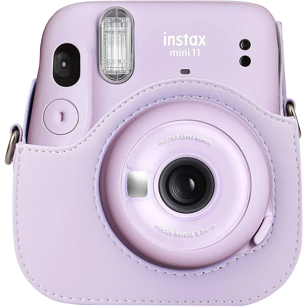 Case for Fujifilm Instax Mini 11 Case PU Leather Instant Camera Cover with Adjustable Strap Purple