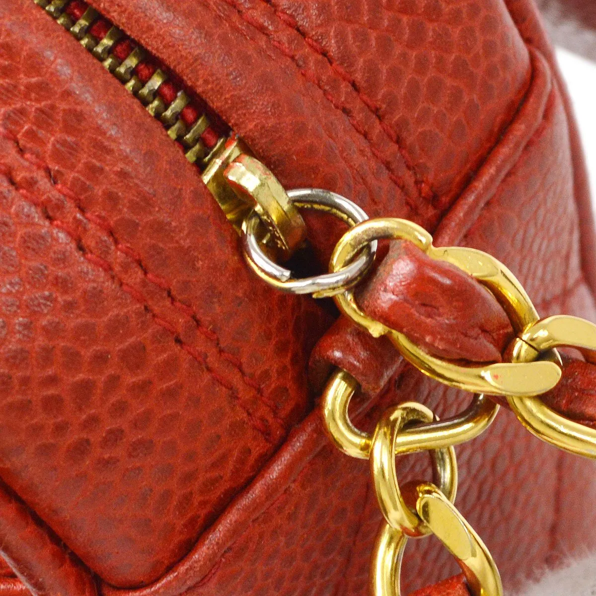 CHANEL 1994 Pocket Camera Bag Mini Red Caviar 41117