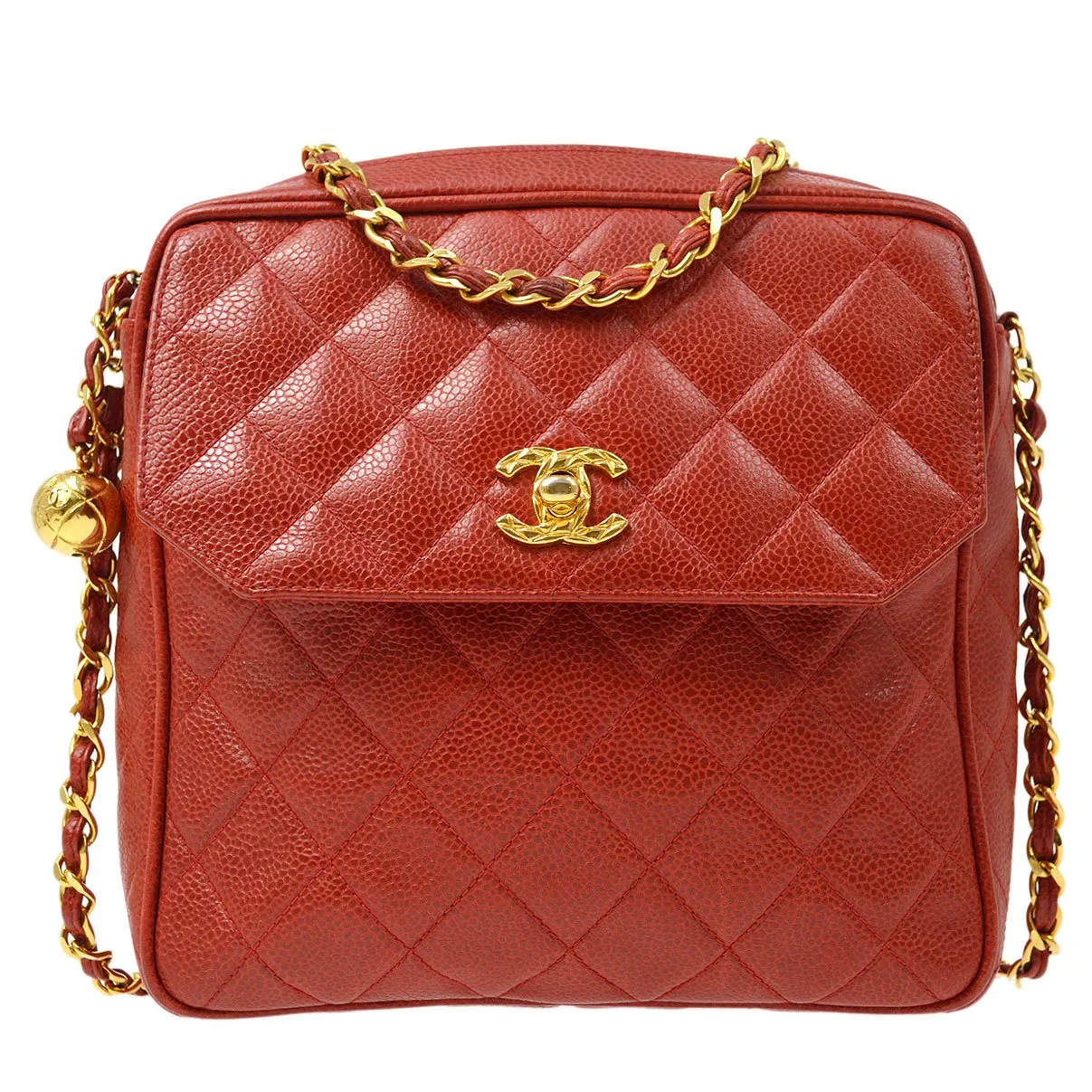 CHANEL 1994 Pocket Camera Bag Mini Red Caviar 41117